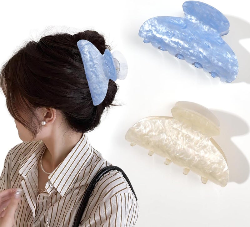 2 Pcs Acrylic Hair Claw Clips for Women - Non-Slip Tortoise Shell Design - Image 1