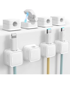 Bukela Cord Organizer Holder, 8 Pack Magnetic Desk Cable Clips Management, Hide Phone Charging Cable Keeper, Strong Adhesive Wire Charger Holder for Nightstand, Kitchen Appliances, Office Supplies  - Image 1