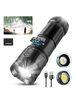 Rechargeable Flashlights High Lumens, 120000 Lumens Super Bright Led Tactical Flashlights with COB Work Light, High Powered Flashlight for Emergencies Camping Hiking