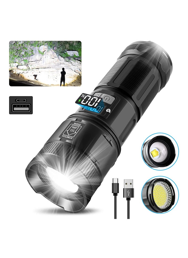 Generic - Rechargeable Flashlights High Lumens, 120000 Lumens Super Bright Led Tactical Flashlights with COB Work Light, High Powered Flashlight for Emergencies Camping Hiking - Image 1