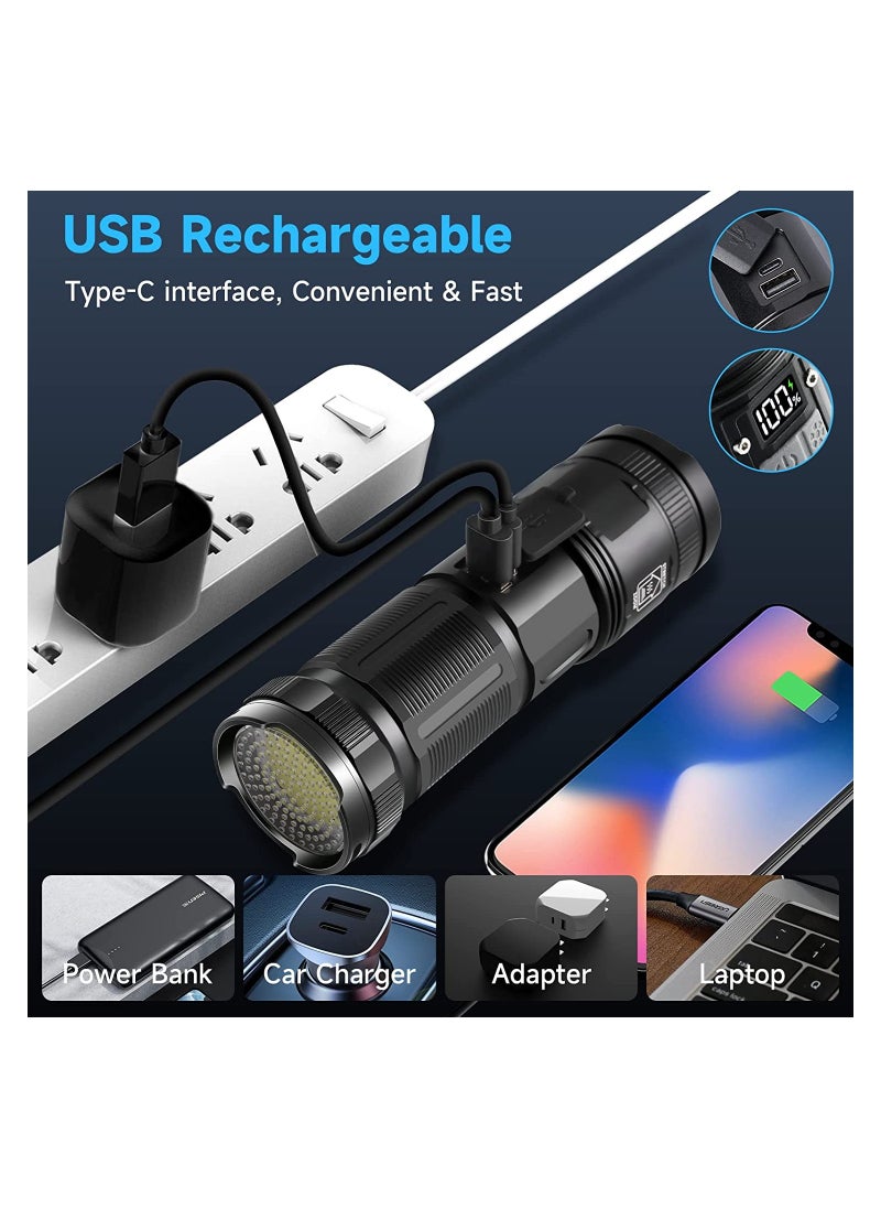 Generic - Rechargeable Flashlights High Lumens, 120000 Lumens Super Bright Led Tactical Flashlights with COB Work Light, High Powered Flashlight for Emergencies Camping Hiking - Image 1