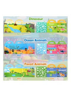 KASTWAVE Sticker Book for Kids 3 Pack Reusable Sticker Books for Toddlers Magnetic Sticker Books for Toddlers Static Toys Ocean Animals Dinosaur Stickers Books for 1 6 Years Educational Toys  - Image 2