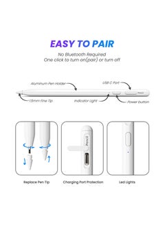 KASTWAVE iPad Pencil, Active iPad Stylus Pen with 10X Fast & Palm Rejection Magnetic Absorption Replacement for Apple Pencil - for iPad 6-10th, Pro 11''/12.9'' 3-6th, Air 3-5th, Mini 5-6th Gen  - Image 2