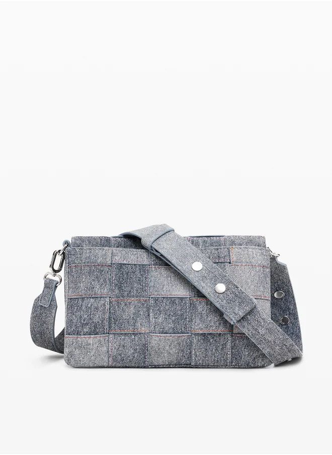 DESIGUAL BRAIDED DENIM EFFECT BAG