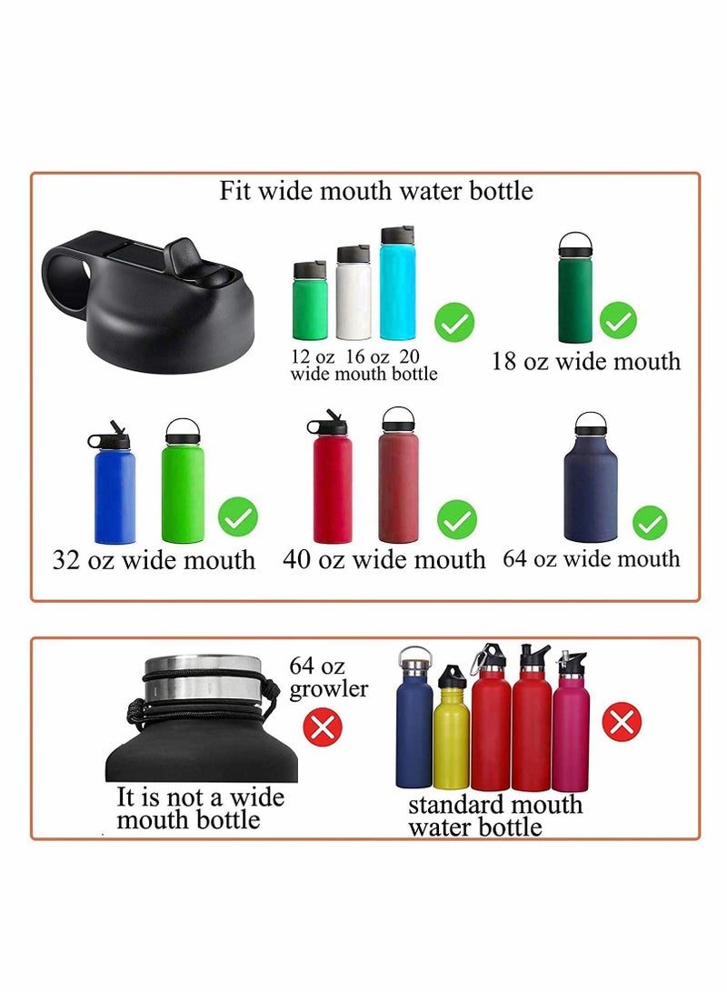 Excefore Lid Suitable For Hydro Flask,Straw Cap Wide-Mouth Water Bottle 18 32 40 Ounces (About 1.18 Liters) Wide Mouth, Straw Top Cap Replacement Cap (With 2 Straws And 1 Brush) - Image 3