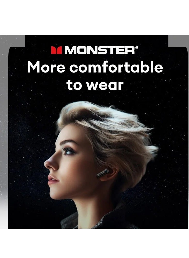 Monster XKT23 Wireless Earphones, Comfortable And Lightweight HD Voice Portable Headset, Super Bass Robot Design Hifi Stereo Low Game Latency Earbuds With Mic, (Black) - Image 3