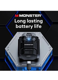 Monster XKT23 Wireless Earphones, Comfortable And Lightweight HD Voice Portable Headset, Super Bass Robot Design Hifi Stereo Low Game Latency Earbuds With Mic, (Black)  - Image 4