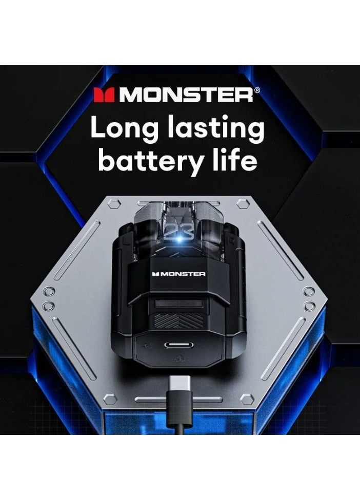 Monster XKT23 Wireless Earphones, Comfortable And Lightweight HD Voice Portable Headset, Super Bass Robot Design Hifi Stereo Low Game Latency Earbuds With Mic, (Black) - Image 4