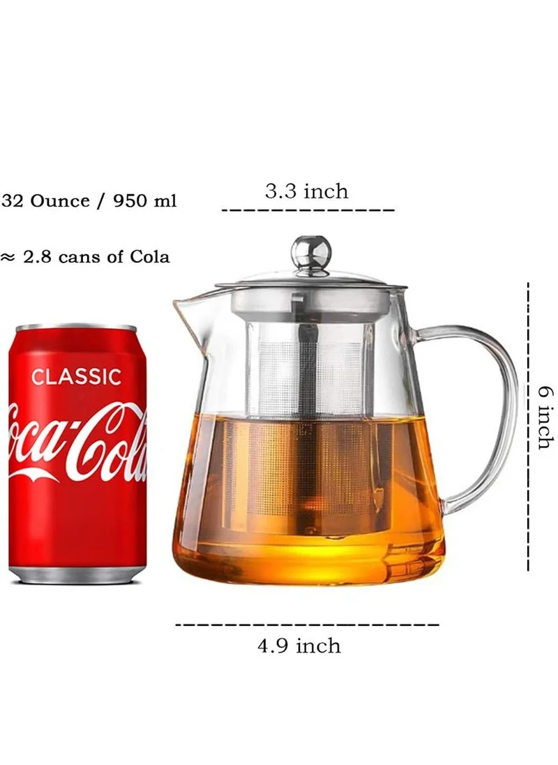 1Chase Borosilicate Glass Teapot with Infuser 950 ML