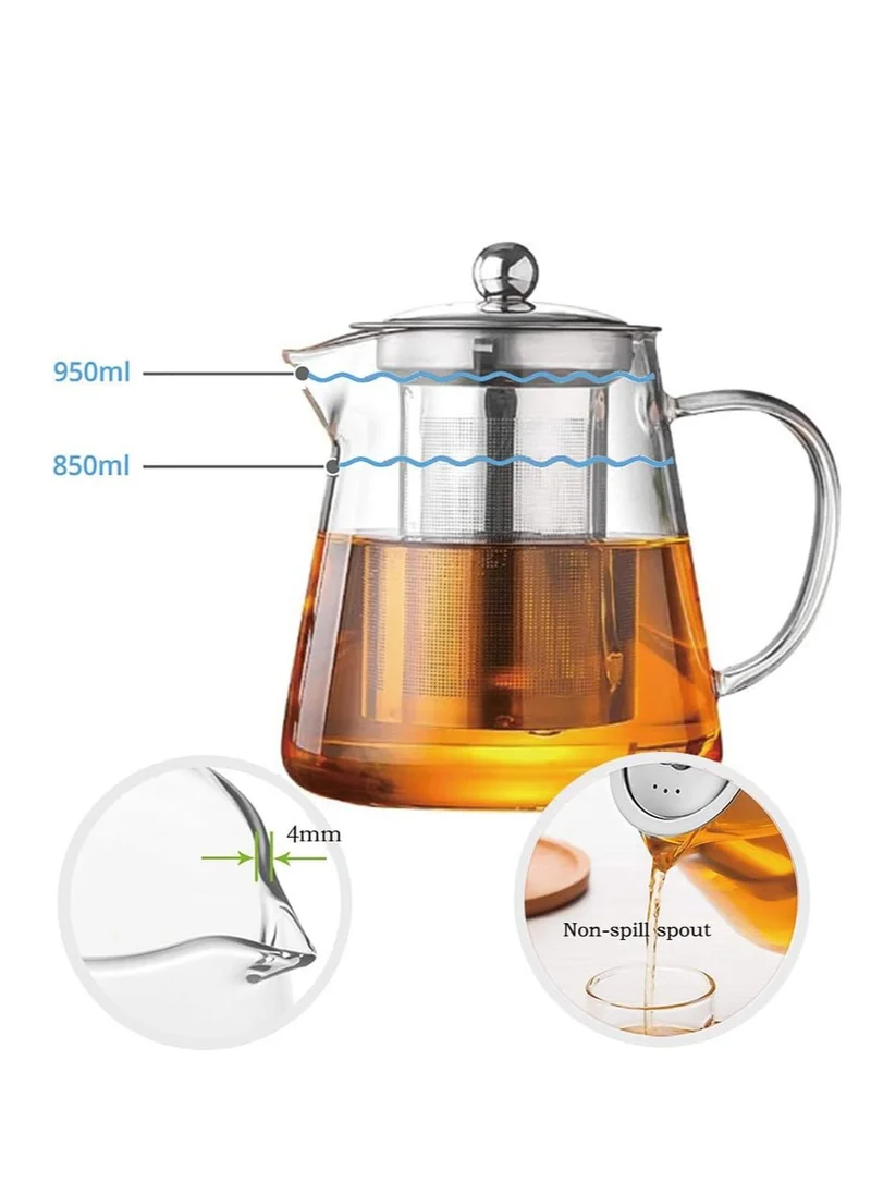 1Chase Borosilicate Glass Teapot with Infuser 950 ML