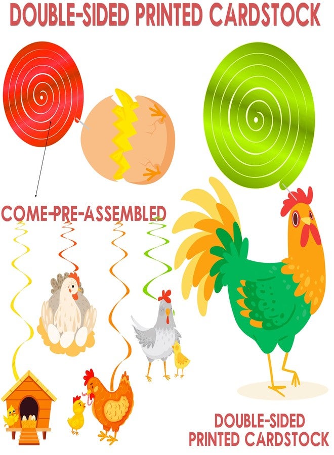 umoni Chicken Hanging Swirls Chicken Party Hanging Ceiling Decorations Chicken Birthday Party Supplies Chicken Theme Swirl Streamers for Farm Chick Baby Shower Decorations - Image 2