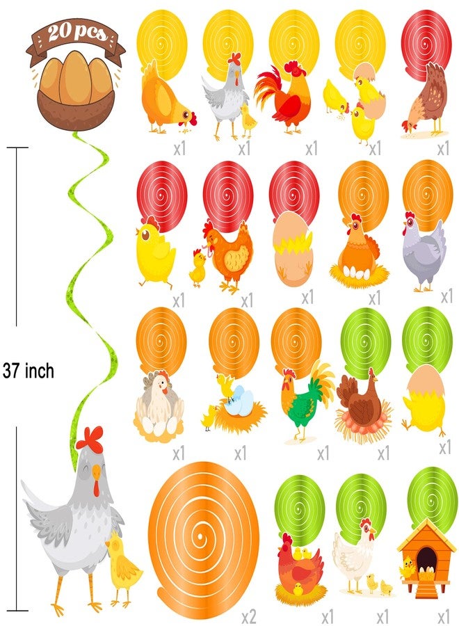 umoni Chicken Hanging Swirls Chicken Party Hanging Ceiling Decorations Chicken Birthday Party Supplies Chicken Theme Swirl Streamers for Farm Chick Baby Shower Decorations - Image 4