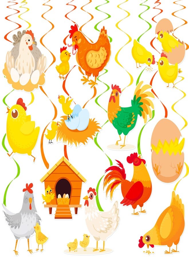 umoni Chicken Hanging Swirls Chicken Party Hanging Ceiling Decorations Chicken Birthday Party Supplies Chicken Theme Swirl Streamers for Farm Chick Baby Shower Decorations - Image 1
