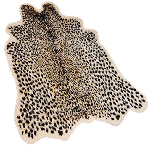 yingda1992 Leopard Area Rug Animals Printed Hide Mats Faux Fur Cowhide Skin Carpet for Home Office, Living Room, Bedroom, 5.2ft x 6.5ft (160 x 200cm) - Image 1