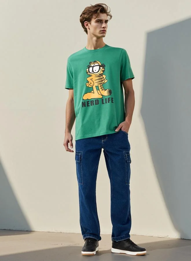 Splash FAV Garfield Print Crew Neck T-shirt
