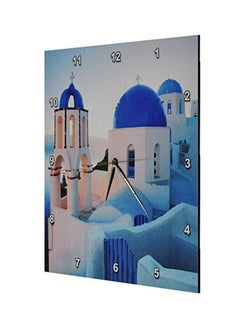3DROSE Dpp_149764_2 Greece Santorini Church Domes Greek Architecture Wall Clock 13 By 13Inch  - Image 3