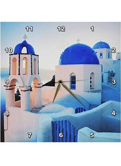 3DROSE Dpp_149764_2 Greece Santorini Church Domes Greek Architecture Wall Clock 13 By 13Inch  - Image 2