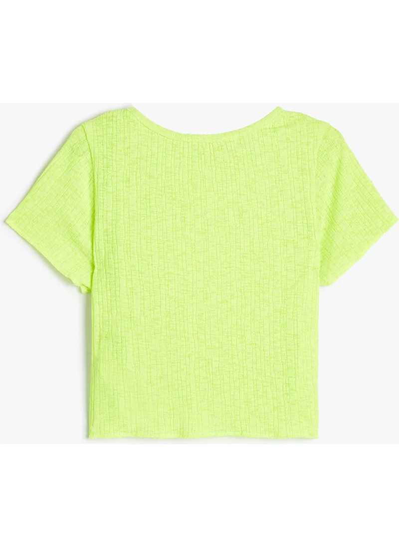 كوتون Basic T-Shirt Short Sleeve Crew Neck Textured