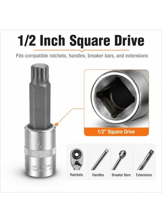 M16 Spline Bit Socket 1/2 Inch Drive, 4 Inch Long CR-V Square Socket Tool for Ratchet, Car Repair, Workshop & DIY Maintenance - Image 2