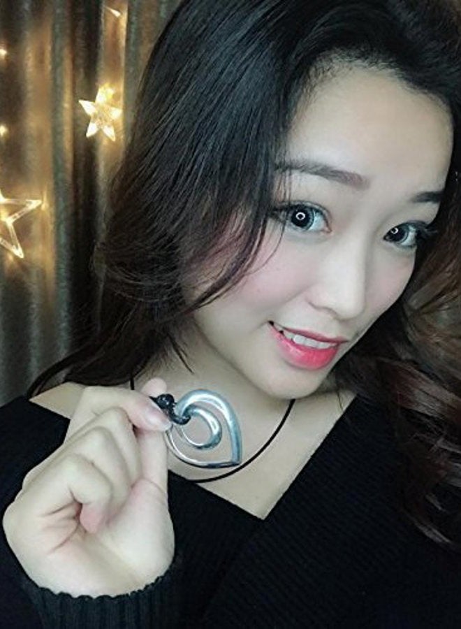welbijoux Heart Shape Long Pendant Necklace Silver Plated Black PU Leather Rope Long Chain Necklace for Women Teens Girl - Image 3