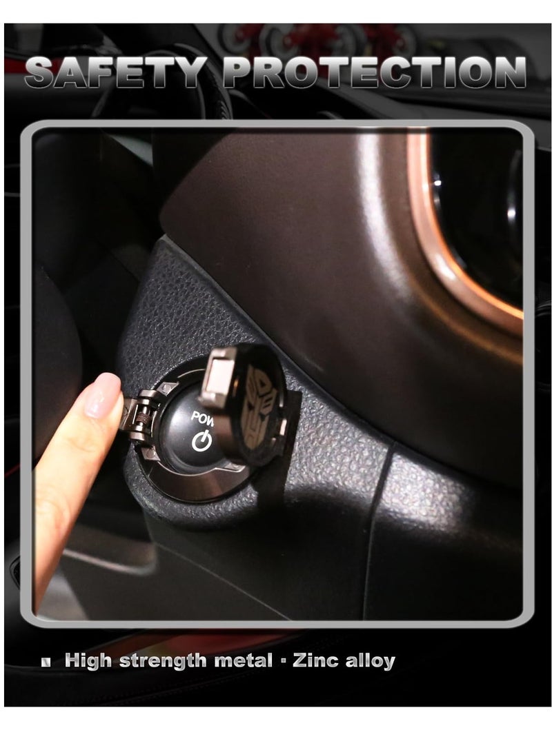 Transformers Push Start on Cover, Universal Engine Start Stop on Cover Aluminum Alloy Car Power Control Trim Push to Start on Cover Key Protective Cover - Image 2