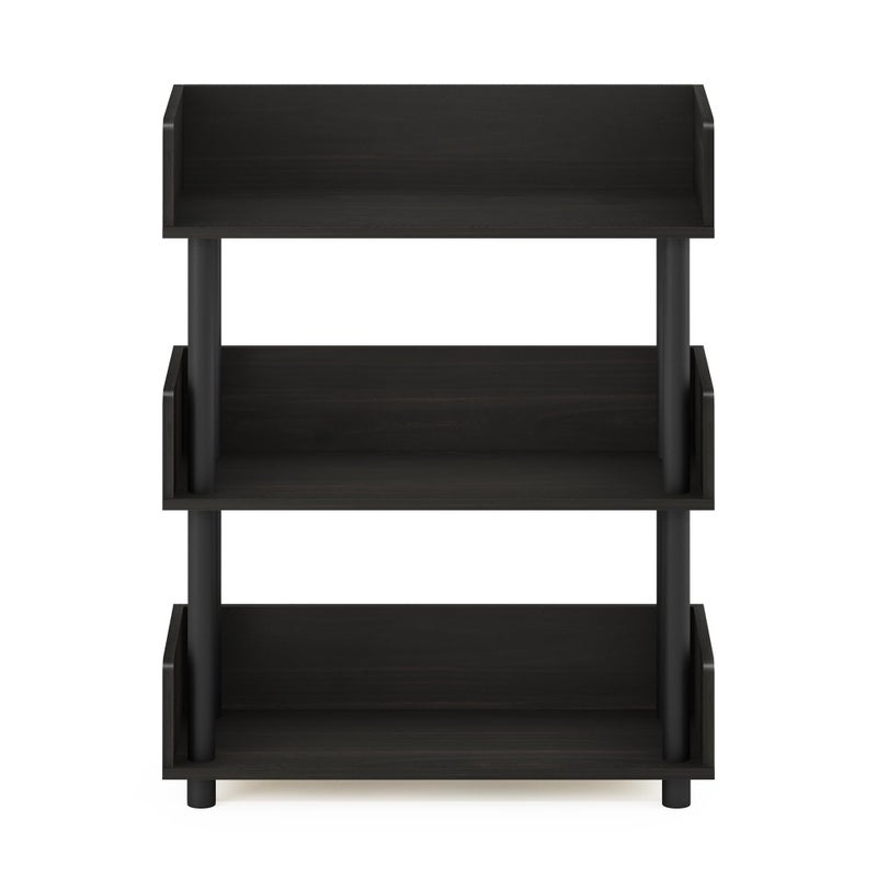 Furinno TURN-N-TUBE Display Shelf, 3-Tier Storage Shelves with Side Panels, Open Shelves Book Shelf with Rounded Corner Top Edges, for Organization and Storage, Living Room, Home Office, Espresso - Image 5