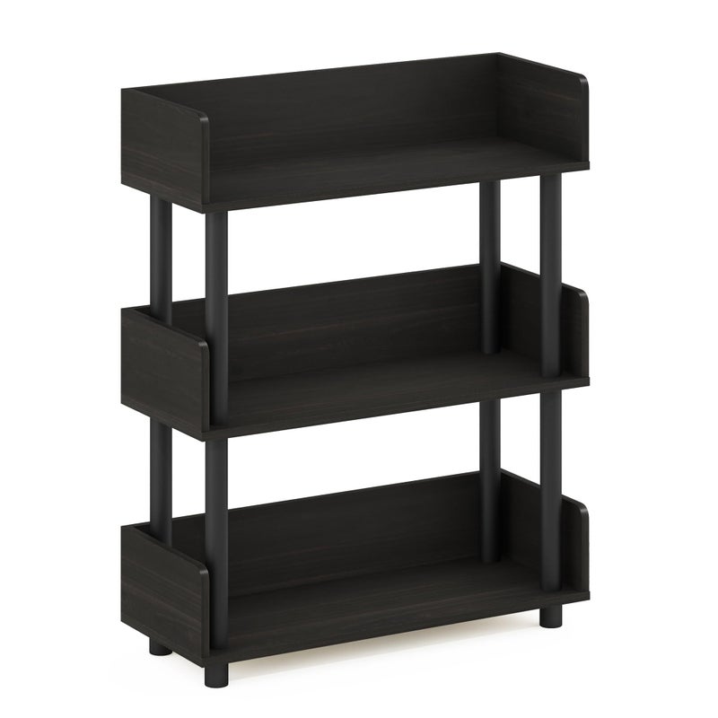 Furinno TURN-N-TUBE Display Shelf, 3-Tier Storage Shelves with Side Panels, Open Shelves Book Shelf with Rounded Corner Top Edges, for Organization and Storage, Living Room, Home Office, Espresso - Image 4