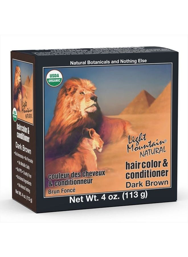 Light Mountain Light Mountain Henna Hair Color & Conditioner, Dark Brown - Organic Henna Leaf Powder, Pure Botanical Semi-Permanent Hair Color with Conditioning Benefits, 4 Oz  - Image 1