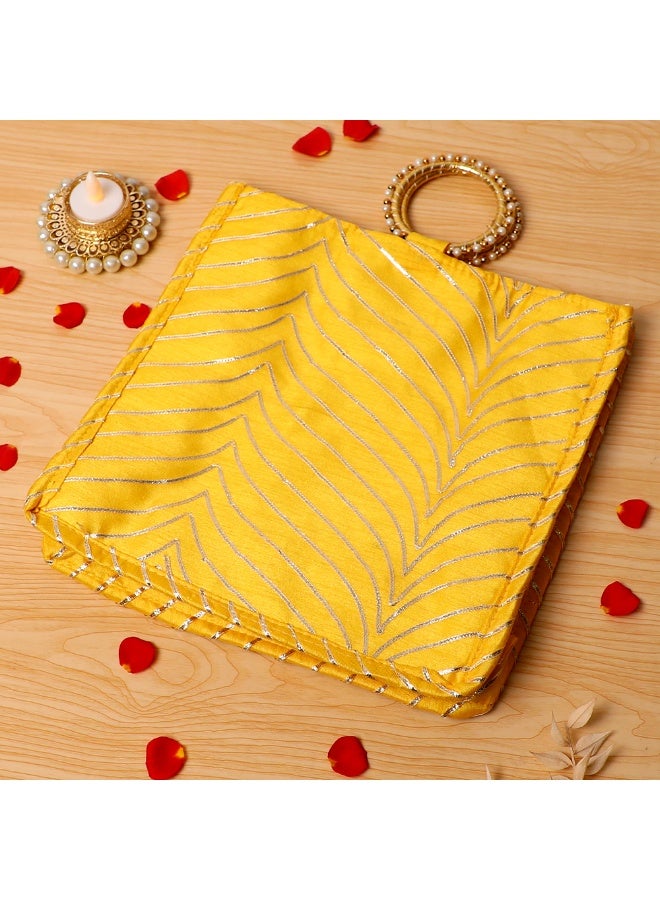 Madhoor Fancy Yellow Decorative Potli Gift Bag (Batwa) for Wedding Favours, Jewellery, Coins, Sweets, Pooja Items & Festive Gifting, 25 cm, 1 Piece - Image 2
