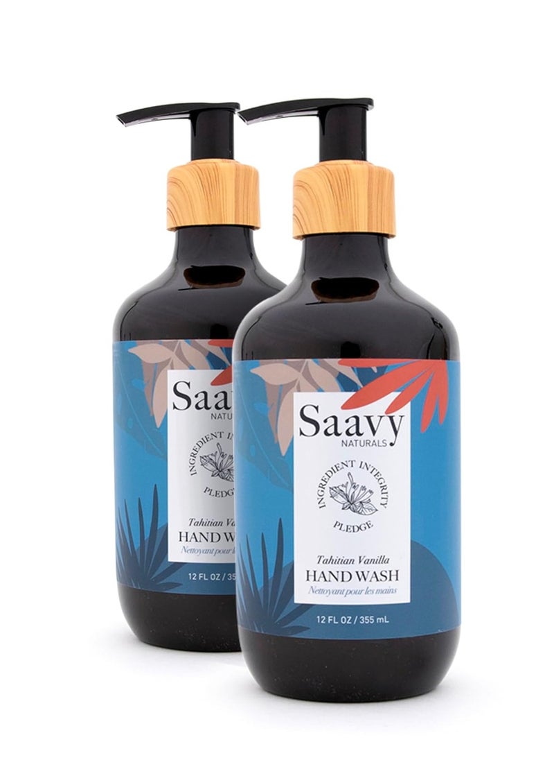 Saavy Naturals Saavy Naturals Tahitian Vanilla Liquid Hand Soap - Moisturizing Formula with Aloe Vera, Shea Butter, and Vanilla Extract - 12 Fl Oz, 2 Pack  - Image 1