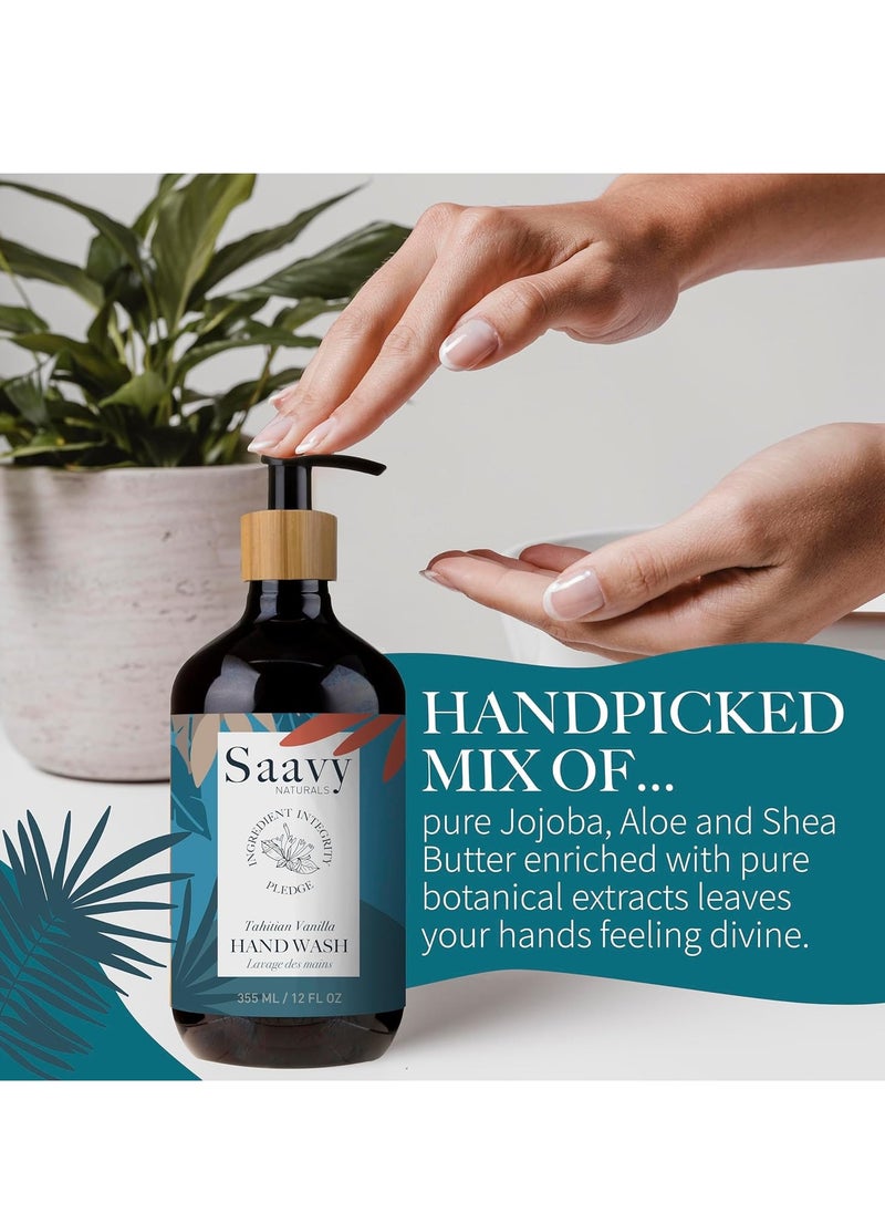 Saavy Naturals Saavy Naturals Tahitian Vanilla Liquid Hand Soap - Moisturizing Formula with Aloe Vera, Shea Butter, and Vanilla Extract - 12 Fl Oz, 2 Pack  - Image 3