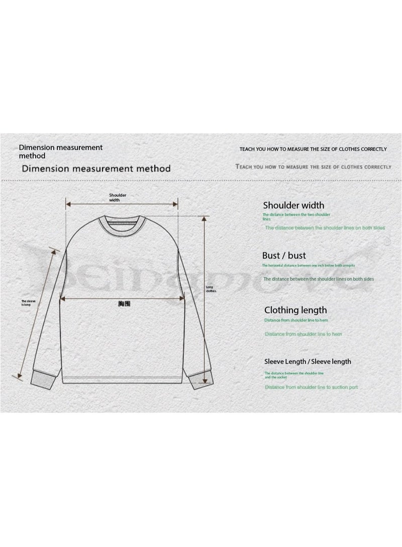بى طقم سويت شيرت عصري من قطعتين بتصميم أمريكي جديد لعام 2025 | سويت شيرت بأكمام طويلة مبطن بالفرو وياقة دائرية + بنطال رياضي بقصة مستقيمة - طقم رجالي كاجوال (أبيض) - Image 5