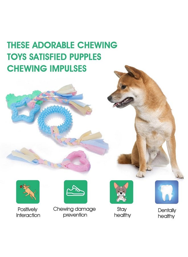 COBEE Cobee Puppy Teething Chew Toys, 4 Pcs Interactive Cotton Ropes for Small Dogs, Rubber Chew Toys for Dogs Oral Teeth Soothing  - Image 3