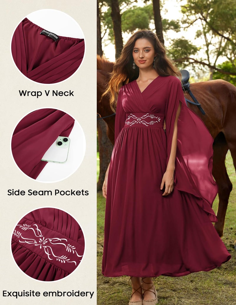 Scarlet Darkness Womens Renaissance Dress Pirate Peasant Wench Irish Costume Medieval Embroidery Long Dress - Image 4
