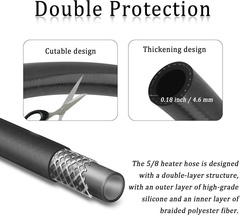 Turcee 9.84 Ft 5/8 Heater Hose,ID16mm OD24mm 5/8 Silicone Heater Hose for Water/Air/Coolant Transportation,Durable Coolant Hose Car Accessories Withstands Burst Pressure 246psi - Image 3