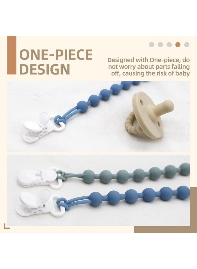duludulu 5-Pack Silicone Pacifier Clip, One-Piece Silicone Pacifier Holder Clip for Boys & Baby Girl Binky Clips Rust-Free Holders Unisex Newborns Shower Birthday Gifts (Blue) - Image 3