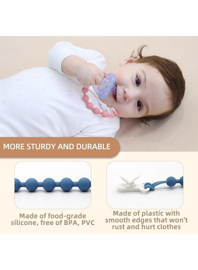 duludulu 5-Pack Silicone Pacifier Clip, One-Piece Silicone Pacifier Holder Clip for Boys & Baby Girl Binky Clips Rust-Free Holders Unisex Newborns Shower Birthday Gifts (Blue) - Image 2