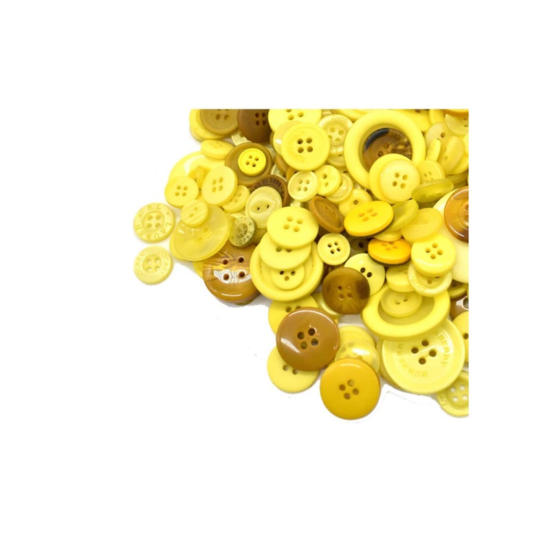 SOLARAE Resin Round Buttons DIY Craft Sewing Decorations for Kid's Painting Assorted Size (Yellow, 200g set) - Image 2