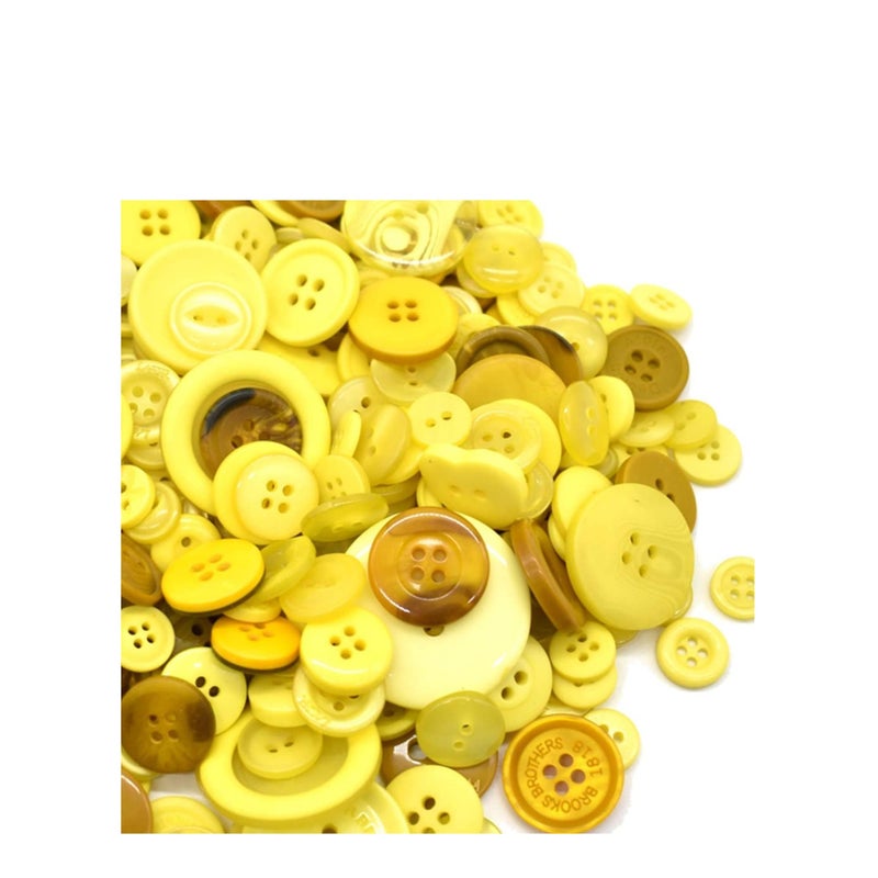 SOLARAE Resin Round Buttons DIY Craft Sewing Decorations for Kid's Painting Assorted Size (Yellow, 200g set) - Image 3