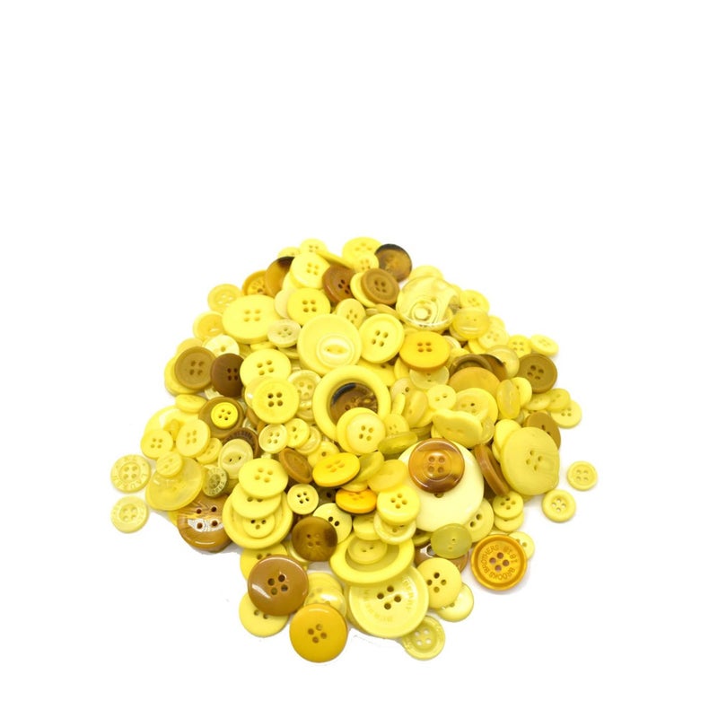 SOLARAE Resin Round Buttons DIY Craft Sewing Decorations for Kid's Painting Assorted Size (Yellow, 200g set) - Image 1