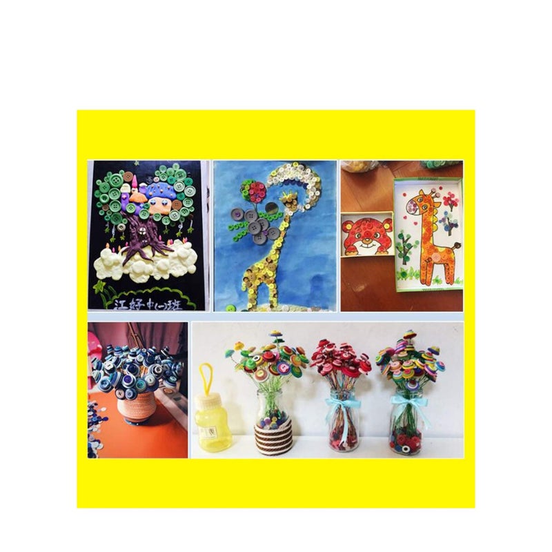 SOLARAE Resin Round Buttons DIY Craft Sewing Decorations for Kid's Painting Assorted Size (Yellow, 200g set) - Image 5