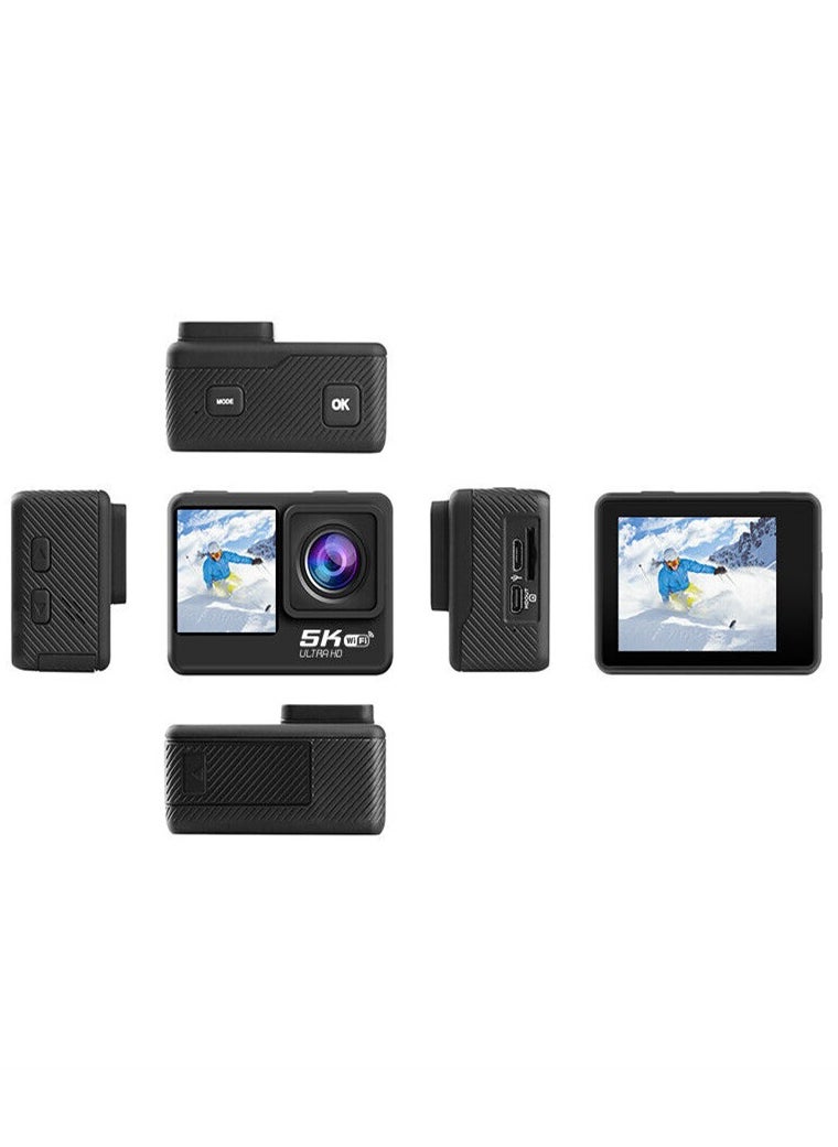 Generic - 5K WiFi Action Camera 170° Wide Angle, Anti-Shake Action Camera Waterproof Remote Control Action Camera with Remote Control and Accessories - Image 1