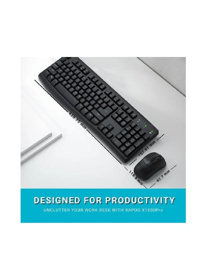 Rapoo Wireless Optical Keyboard and mouse Combo - X1800 Pro black - Image 2