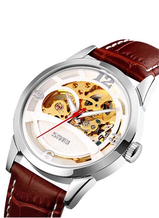 SKMEI Men's 9226  Luxury Gold Relogio Custom Logo Leather Band Automatic Watch  - Image 2