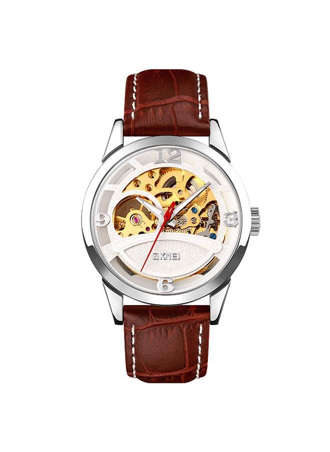 SKMEI Men's 9226  Luxury Gold Relogio Custom Logo Leather Band Automatic Watch  - Image 1