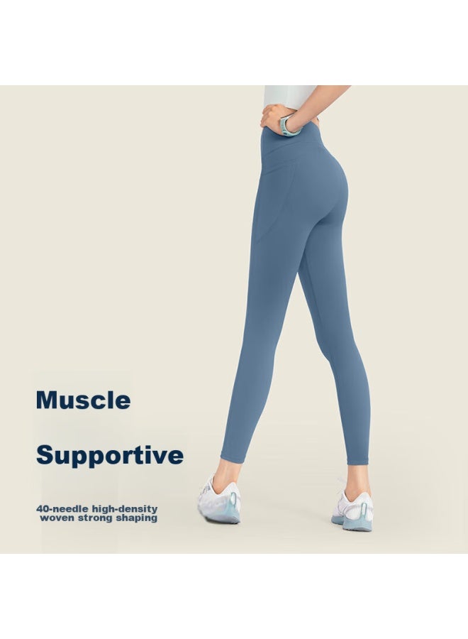 Vfu Xingqing Yoga Pants For Women, High-waisted Lifting, Running, Fitness, Sports Pants, High-elasticity, Tight-fitting Pants, Pine Gray Blue, XL - Image 3