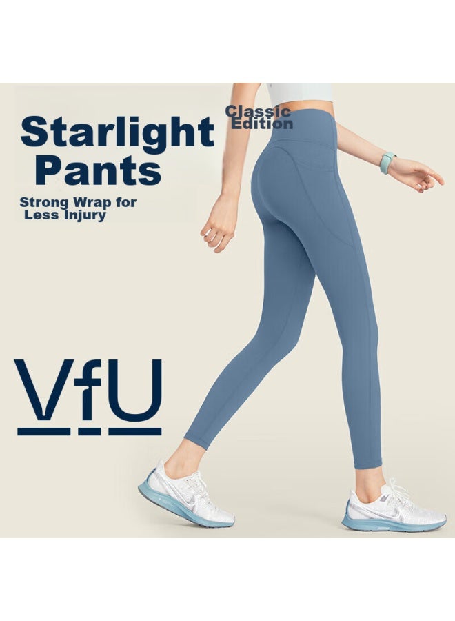 Vfu Xingqing Yoga Pants For Women, High-waisted Lifting, Running, Fitness, Sports Pants, High-elasticity, Tight-fitting Pants, Pine Gray Blue, XL - Image 1