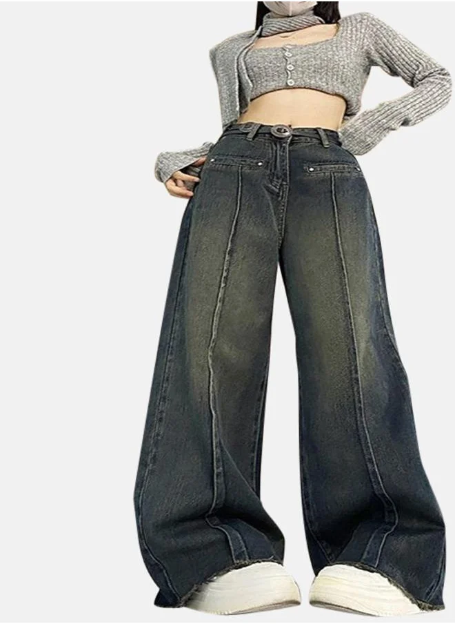 YUNIQEE Black Straight Fit High-Rise Light Fade Flared Jeans