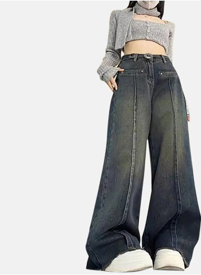 YUNIQEE Black Straight Fit High-Rise Light Fade Flared Jeans