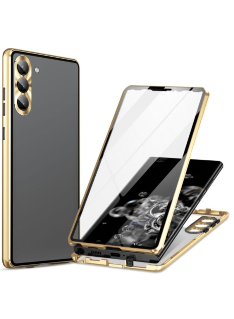 AROAQ For Samsung Galaxy S24 PLUS 5G HD Full Cover Magnetic Metal Tempered Glass Phone Case - Image 1